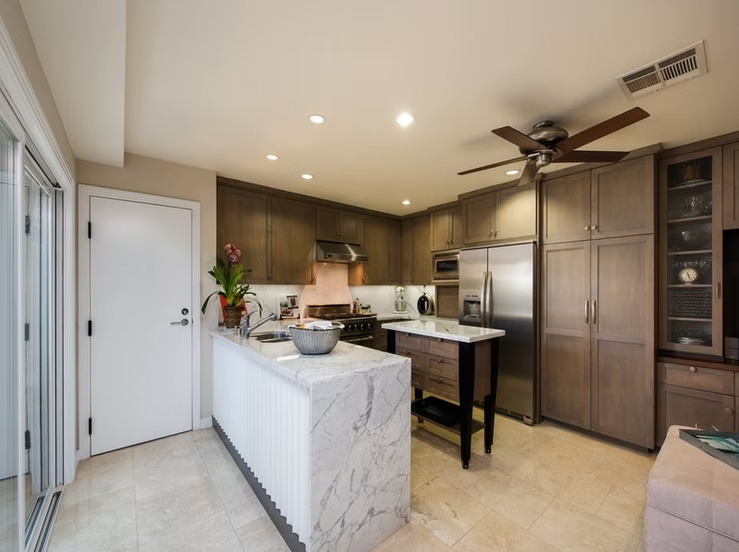 Modern Kitchen with Marble Island